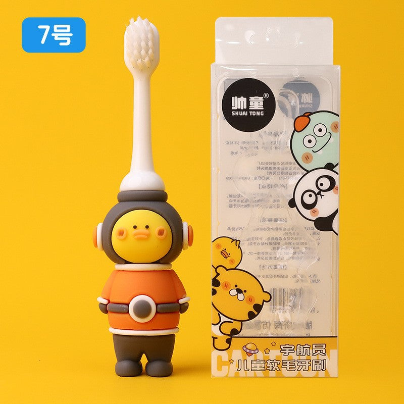 Boxed children's toothbrush cartoon baby cartoon astronaut soft bristle toothbrush 3-12 years old baby oral cleaning