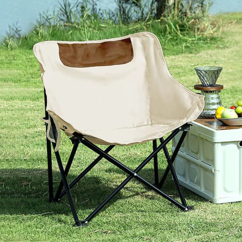 2025 Outside Folding Chair Camping Metal Modern Simple Fishing Stool Backrest Chair Portable Comfortable Moon Chair Wholesale