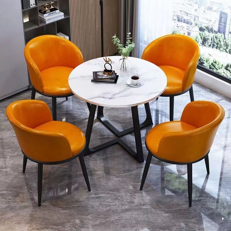Nordic light luxury negotiation table and chair set, balcony leisure table and chair set, small coffee table, casual reception, modern minimalist small round table