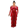 supply of luxury hot diamond beading round neck long sleeves dress gold velvet dress african fashion women's clothing