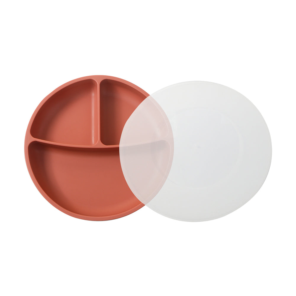 Kids dinner plate platinum silicone baby dinner plate infant suit complementary food compartment large suction cup smiley face maternal and infant products
