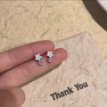 Light blue double five-pointed star earrings-a1688 silver