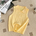 Korean chic summer french style sleeveless knit polo top - slim fit, versatile solid color tank top