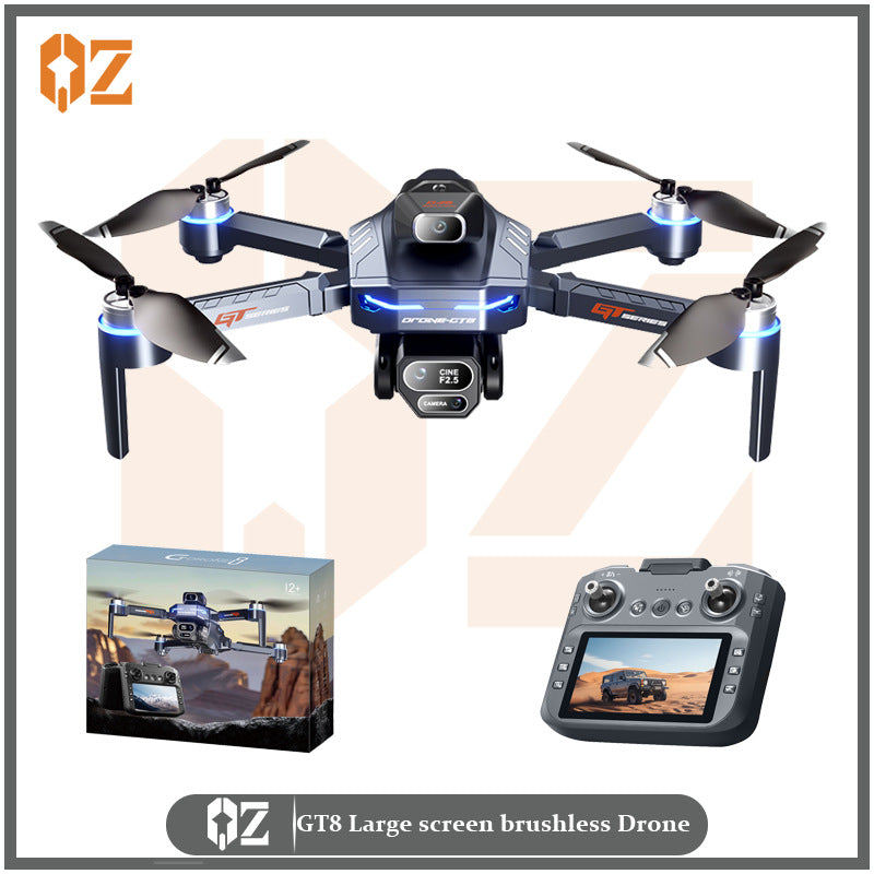 Gt8 drone 4.3inch - large screen remote control hd aerial photography, battery level display, brushless motor, long endurance, obstacle avoidance remote control aircraft