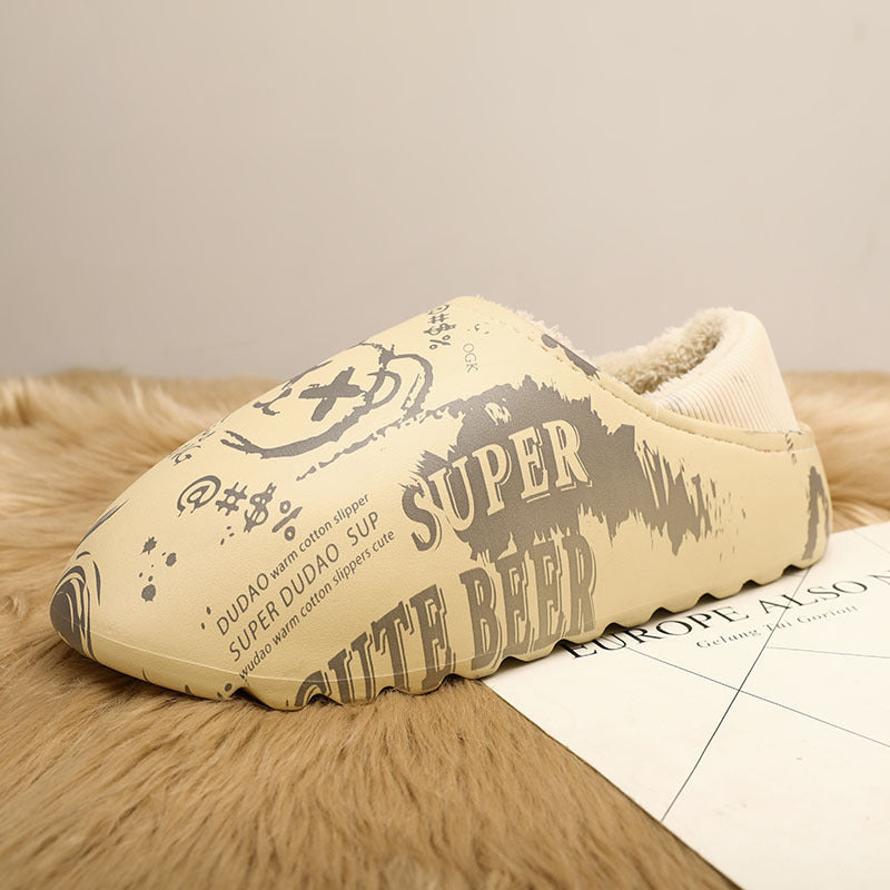 Cross-border winter velvet warm couple bear cotton slippers new  large size cotton slippers household wholesale