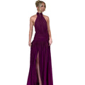 women's clothing  spring/summer new fashion halter neck sexy backless maxi dress with tie-up and slit