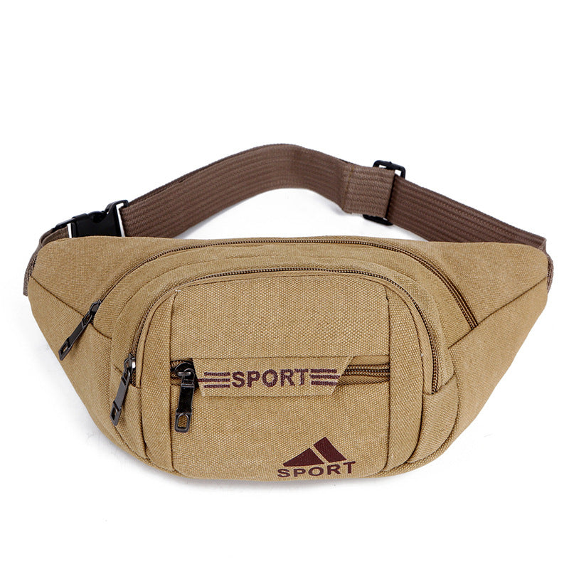 New men's canvas fanny pack, multi-layer messenger bag, outdoor sports fanny pack, cashier bag, construction site wear-resistant fanny pack