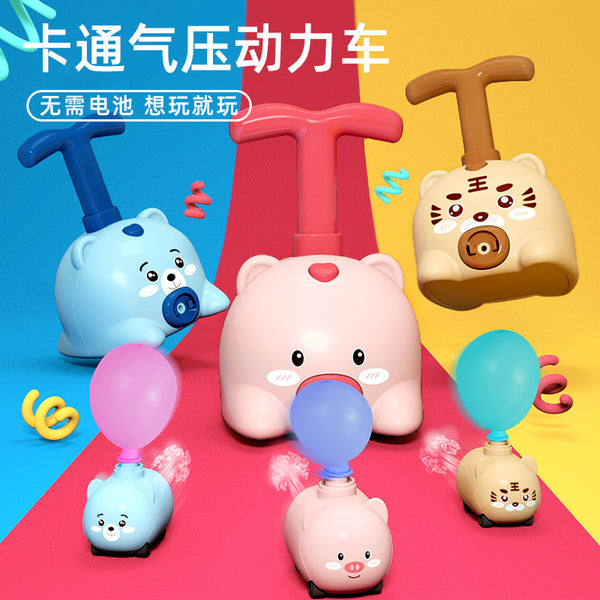 Children's inertial aerodynamic car toy pressing balloon car piggy flying inertial coasting sports car pressing car
