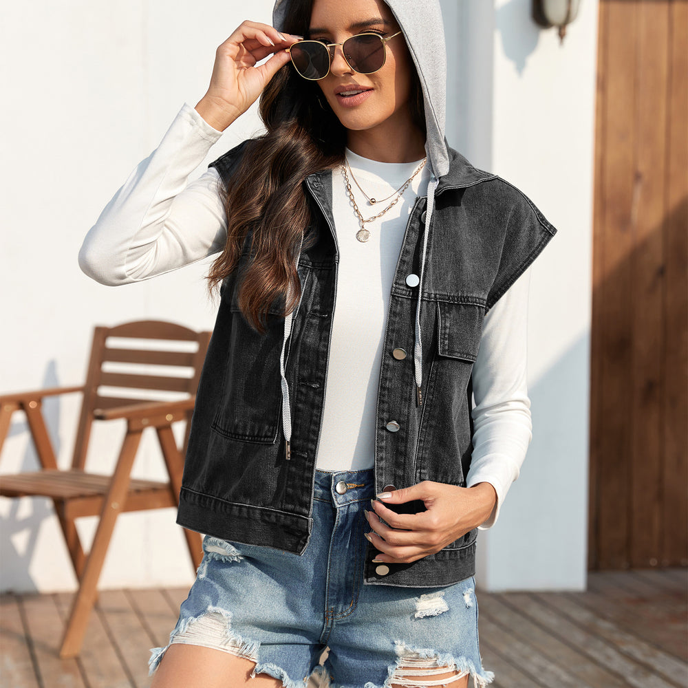 Ebay european and american cross-border women's summer  independent station new washed single-breasted denim vest vest trendy