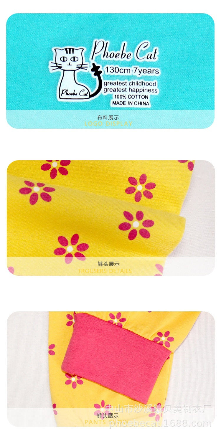 e-commerce children's pajama set, pure cotton girls' thermal underwear, casual cartoon girls' loungewear, children's clothing