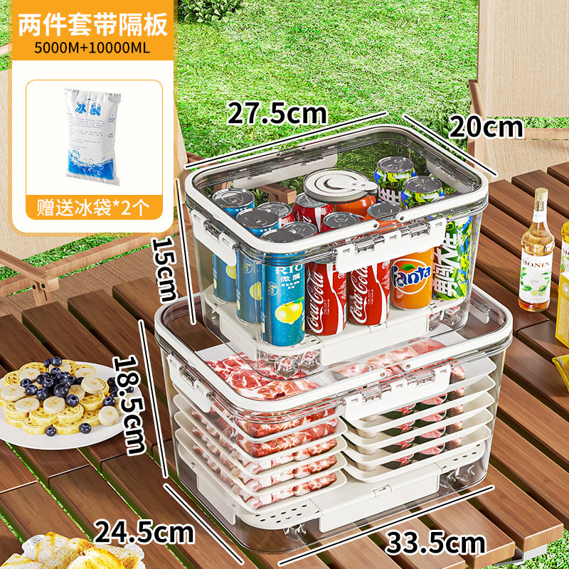 Portable crisper, portable large-capacity fruit box, essential for travel, refrigerator storage box, picnic packing box