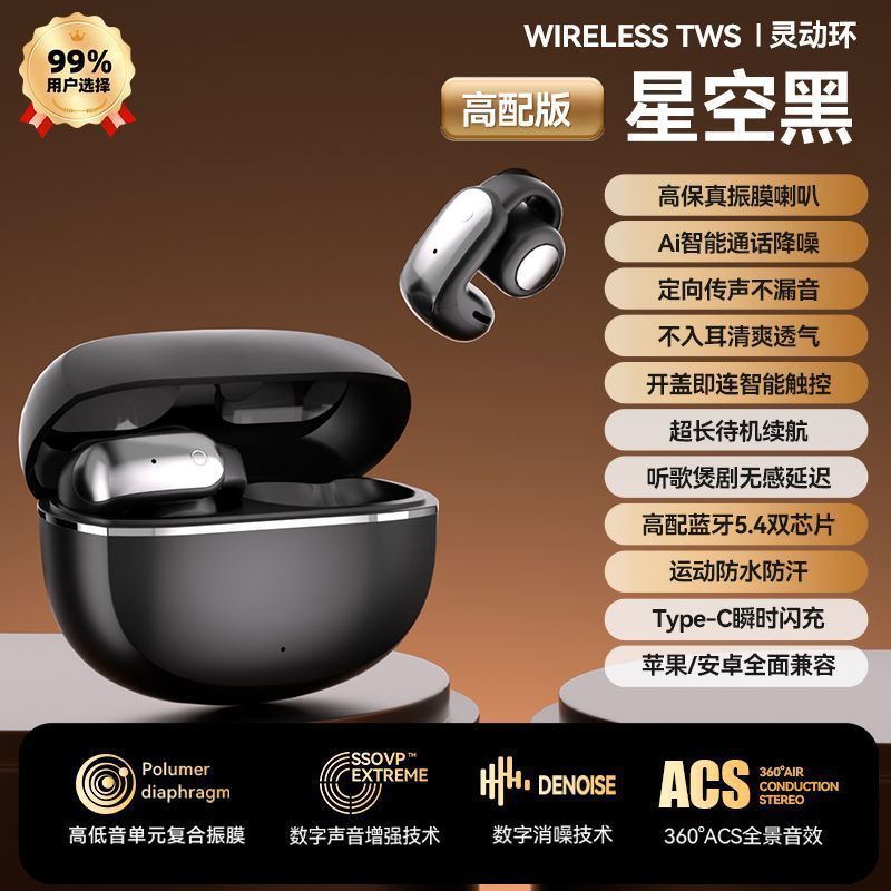 Berlin sound ear clip bluetooth headphones 2025 new air conduction non-in-ear wireless sports long wear no pain