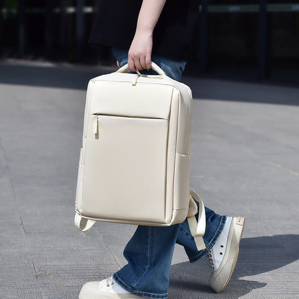 Large capacity men's and women's backpack 17 inch business commuter computer bag simple solid color student schoolbag leisure travel bag