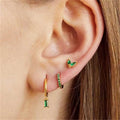 2024 new luxury geometric zircon cartilage earrings - unique, high-end copper plated gold earring set for women
