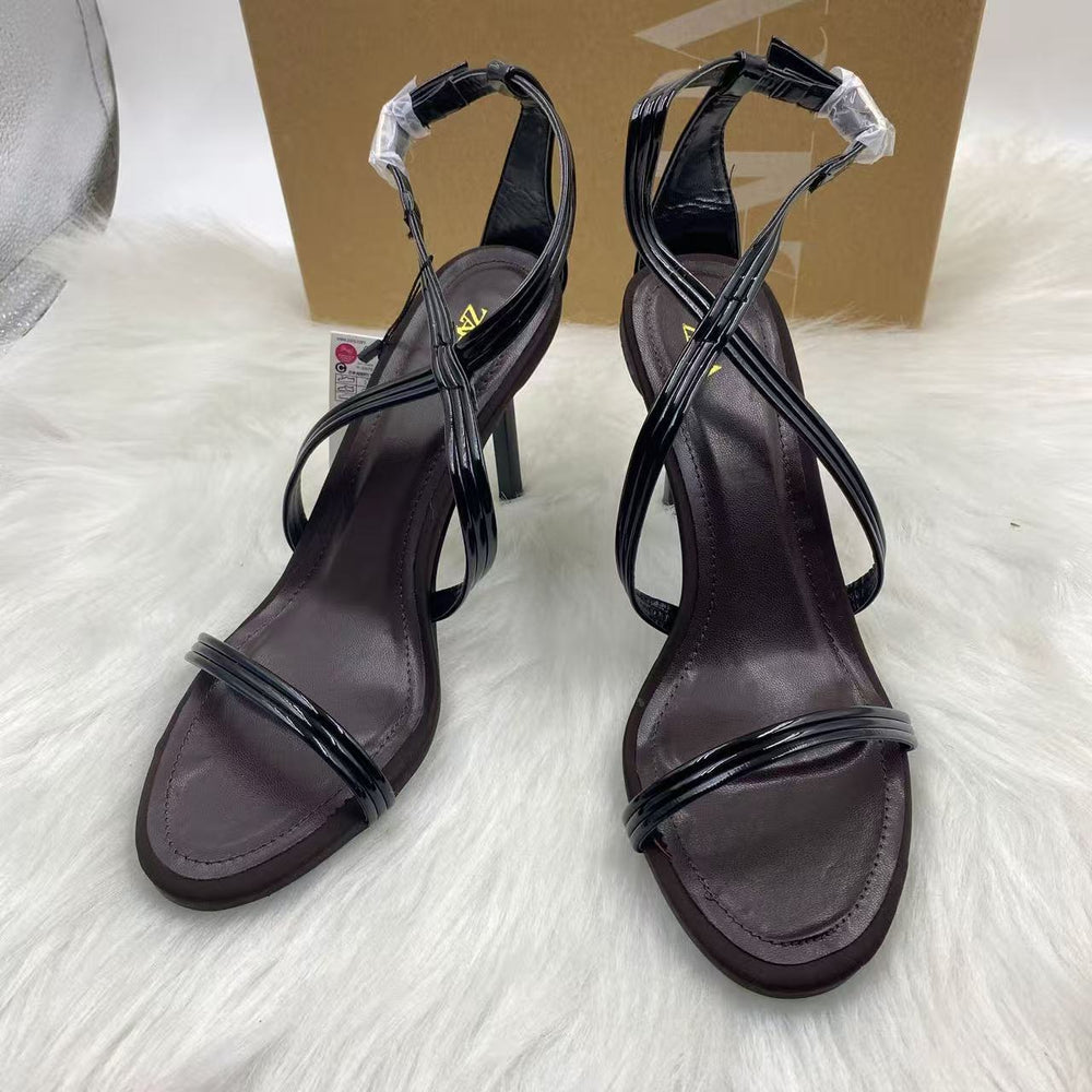 Za's 2025 new women's shoes: low-heeled, elegant, socialite-style pumps with closed toe, low-cut design, and ankle strap