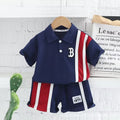 Boys' summer outfit: two-piece korean style polo shirt and shorts set - short sleeve activewear for kids