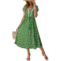 Amazon chic floral dress - women's  summer new arrival: loose a-line casual v-neck beach dress
