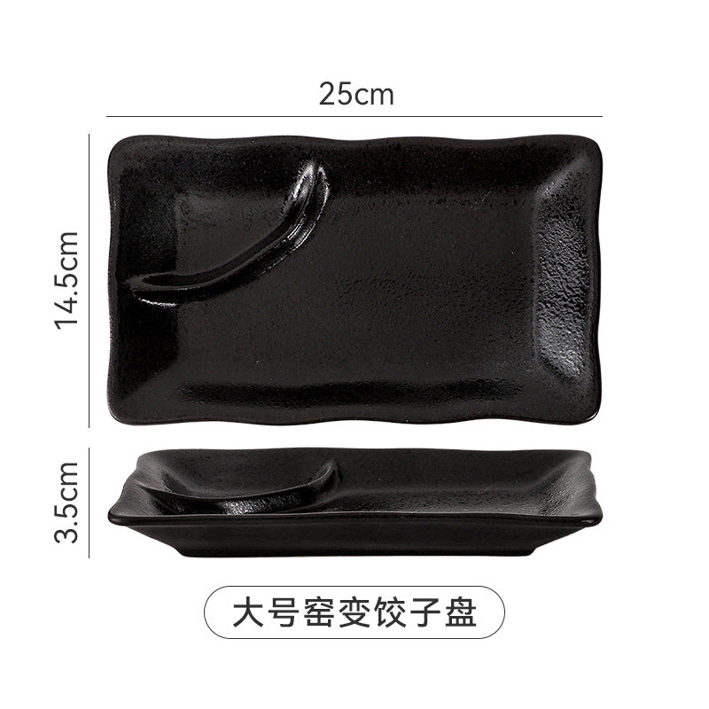 Sushi plate rectangular flat plate japanese ceramic tableware for homedumpling plate compartment plate creative western food plate dessert plate