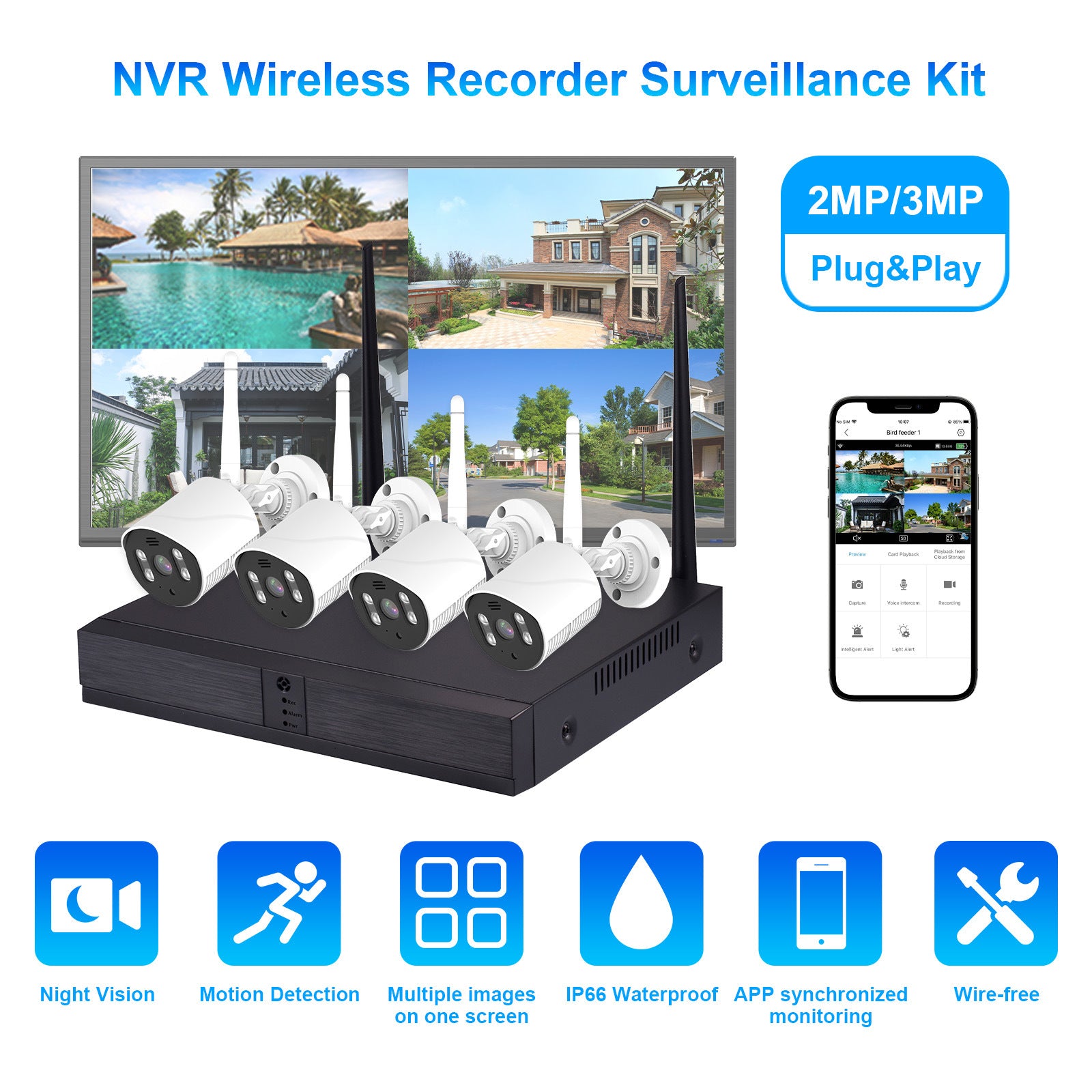 Factory direct sales NVR surveillance set CCTV wireless camera,   explosion hard disk video recorder set