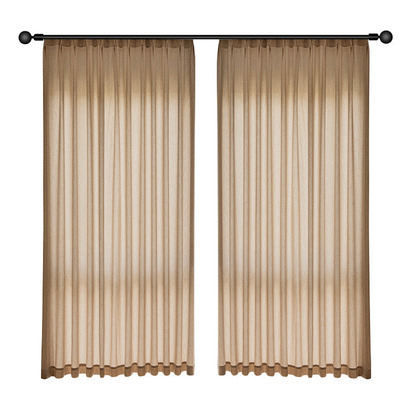 Classy frenchaccessible luxury coffee color fabric and gauze living room balcony light-proof and opaque curtain gauze curtain keqiao wholesale
