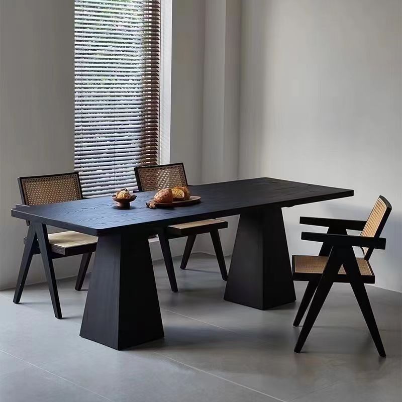 Desk new chinoiserie black solid wood dining table modern ash office desk log large board rectangular office desk