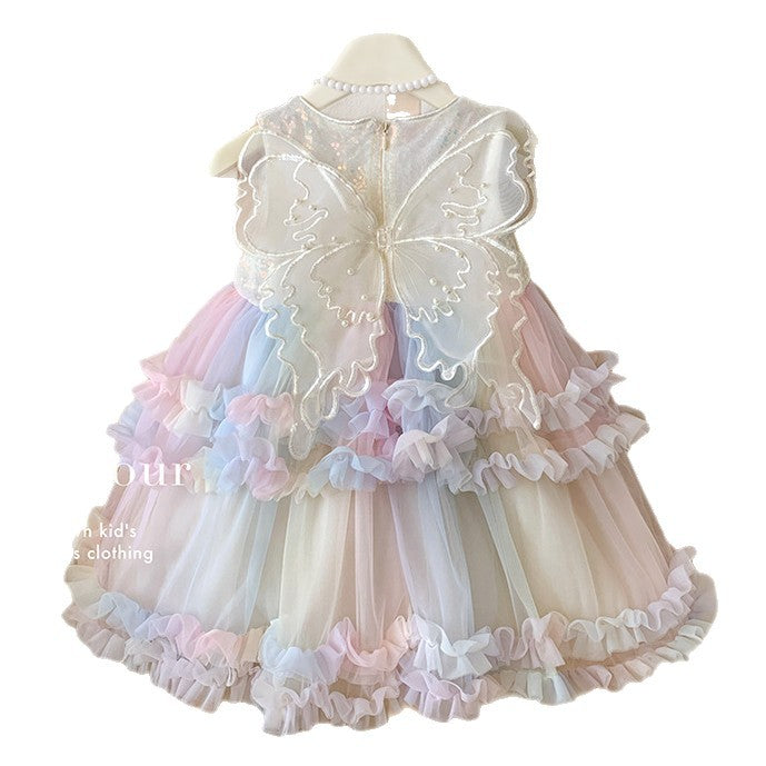 Girls' dress  summer collection - sleeveless princess dress for kids, baby's dreamy fairy butterfly rainbow dress