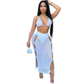 Amazon source: european & american style sexy knitted set - cutout swimsuit beach cover-up two-piece dress set