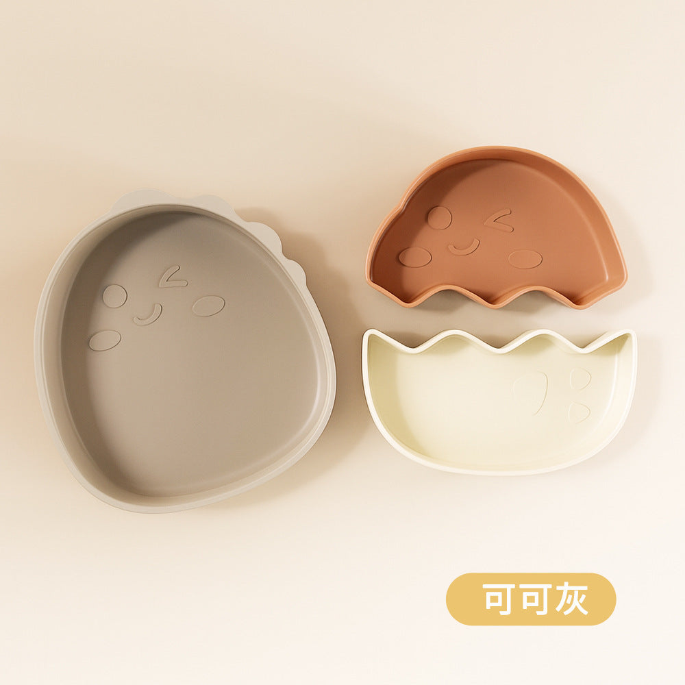 Dinosaur egg-shaped silicone plate set - baby & toddler food-grade silicone dishes