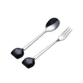 Japanese and korean style creative stainless steel spoon with ceramic handle, stainless steel fruit fork, ice cream scoop, minimalist soup spoon, coffee spoon