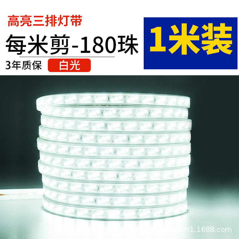 220v household outdoor waterproofled light strip super bright white light strip outdoor exterior wall construction site tunnel lighting