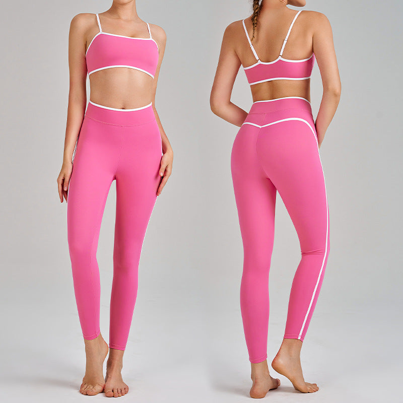 new arrival yoga clothes high waist hip lift tummy control slimming look sling beautiful back running sports intimates bra suit for women