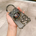 Suitable for iphone17pro electroplated four-corner lens film mobile phone case apple 15 glitter magnetic holder protective cover