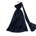 Pure desire red halter dress women's summer slimming look age reduction stereo flower decoration long dress eleganceelegant dress