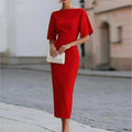 cross-border european & american women's clothing: summer maxi dress - high-end solid color bodycon sheath dress