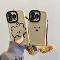 Puff shell suitable for apple 16pro cute emoticon bear mobile phone case iphone12 all-inclusive anti-fall soft case