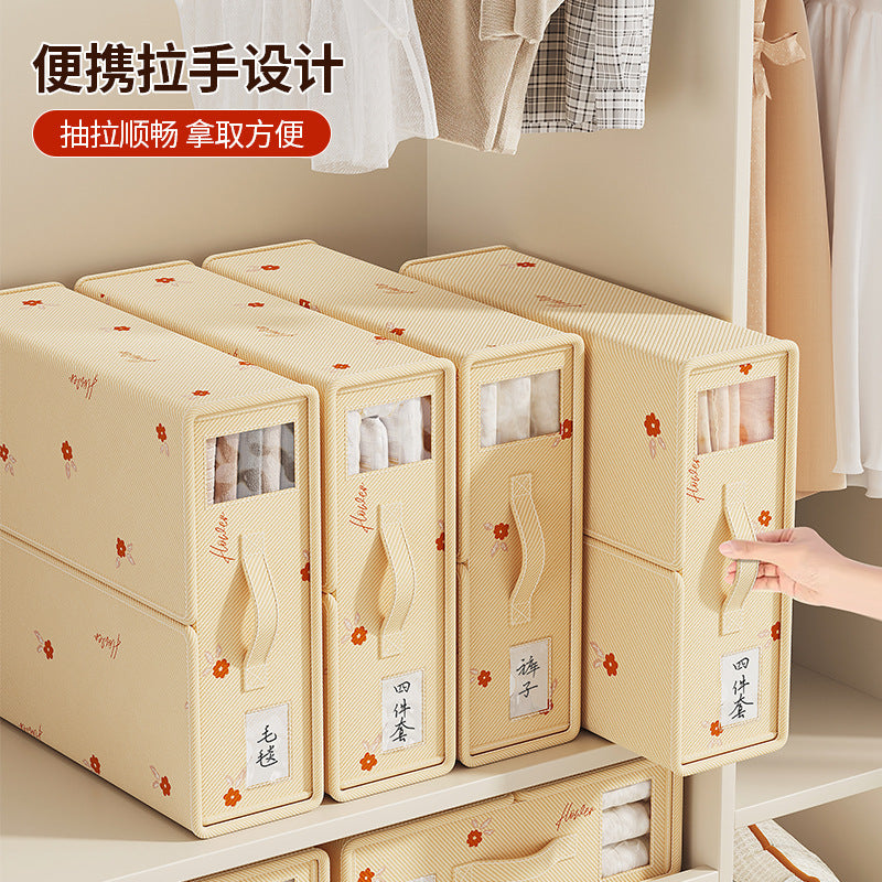 Cross-border small safflower quilt cover, bed sheet four-piece storage box, bedding wardrobe, quilt cover, finishing box, bedroom storage storage