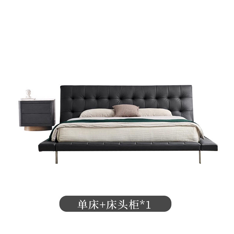 Onda bed italian normcore genuine leather bed house large flat designer 2* 2m master bedroom double bed double bed black