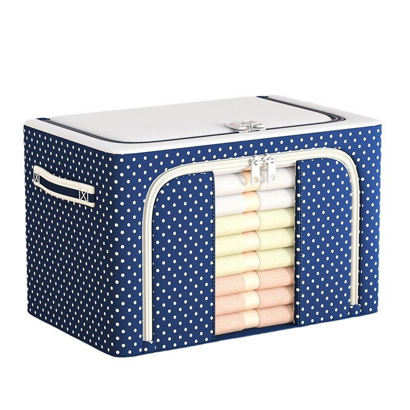 Cross-border large-capacity Oxford cloth clothes storage box Foldable storage box Clothing steel frame fabric storage box