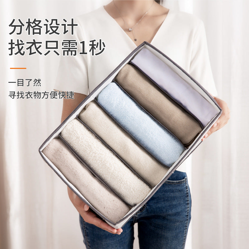 Pants Storage Box Bedroom Thickened Foldable Clothes Artifact Separation Storage Organizing Box Dormitory Wardrobe