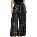 C7768 cross-border  new women's rhinestone drawstring wide-leg pants, vintage animal print casual trousers