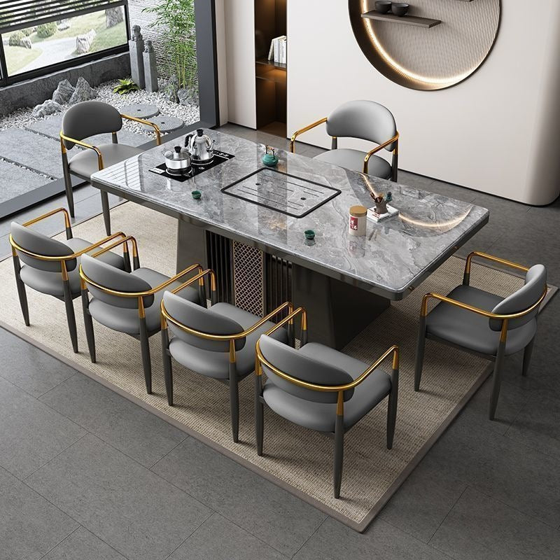 Modern rock slab tea table and chair set - ideal for home, balcony, living room, office, or kung fu tea - complete all-in-one set