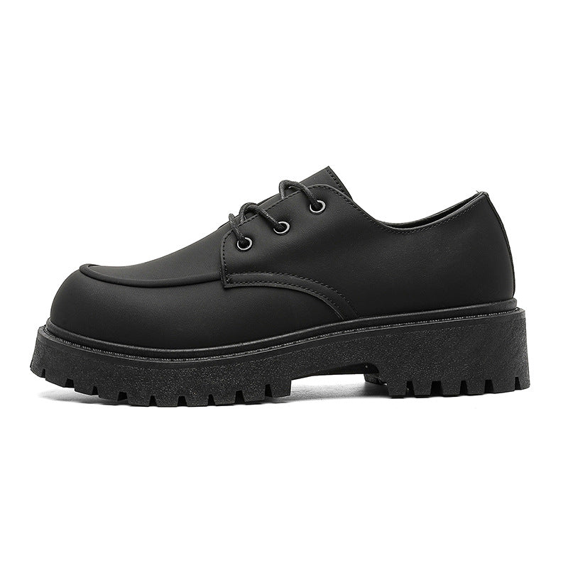 Men's shoes 2026 new spring retro chunky sole height increasing round toe derby leather shoes wear-resistant non-slip work boots martin trendy shoes