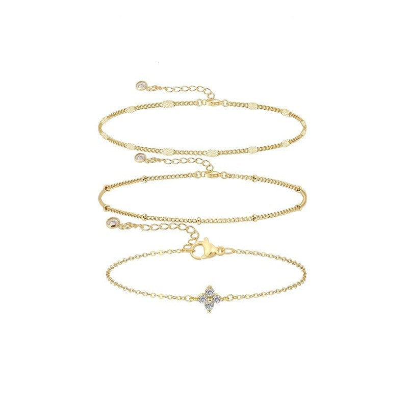 new arrival: amazon floral zircon beaded three-layer bracelet - layered jewelry, elegant, stylish, and perfect for a ladylike look