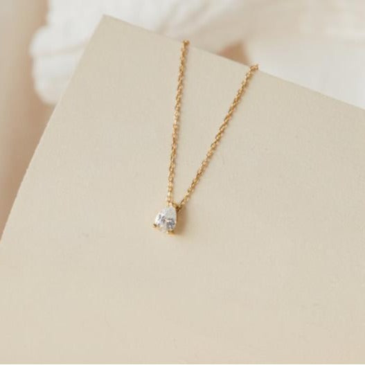 fashion teardrop diamond necklace, luxury copper diamond-set choker, water drop pendant, everyday versatile jewelry wholesale
