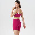 new arrivalfake two-piececontrast color white striped suspender running sports intimates bra three-quarter shorts yoga suit