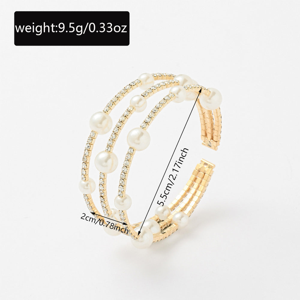 Pearl bracelet wholesale: european and american cross-border, multi-layered, lightweight luxury design, diamond-accented, high-end elastic women's bracelet