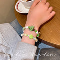 Green ceramic beaded bracelet for women - dopamine jewelry, niche, light luxury, exquisite bracelet, cute, high-value, student party accessory