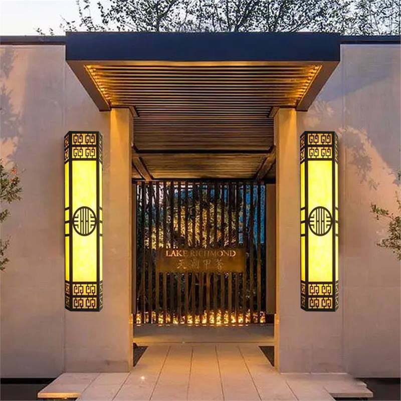 New outdoor wall lamp - waterproof, rustproof, marble finish, roman column style - perfect for courtyards, villas, entryways, and pillar lighting