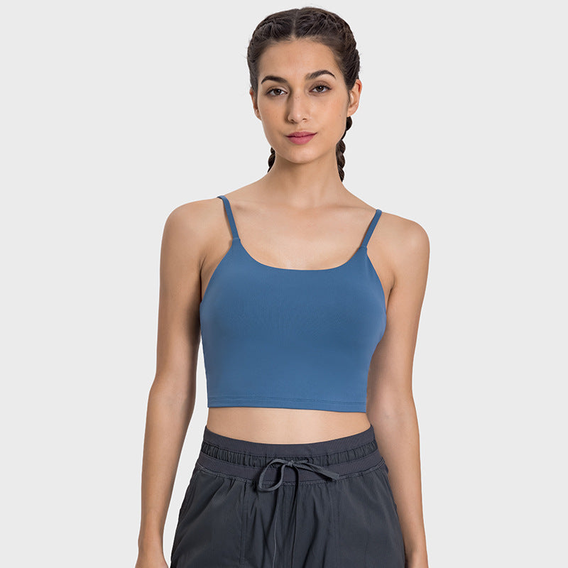 New women's sports yoga tank top with built-in bra pads, sexy spaghetti strap racerback fitness top, yoga camisole c5238