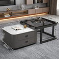 Black frame, grey cabinet, snow mountain white + black glass